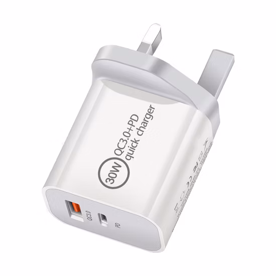 2021 Venda quente 25W 30W Pd3.0 e QC3.0 Supercarregamento universal Carregador de telefone inteligente Adaptador de energia CA Transformador Adaptador USB tipo C DC com Reino Unido, EUA, Plug UE